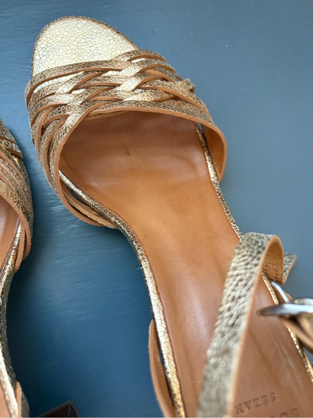 Sezane Gold Strappy High-Heel Sandals for Women 41/10 - Picture 7 of 7